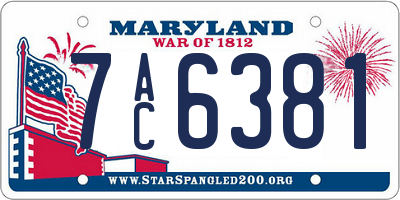 MD license plate 7AC6381