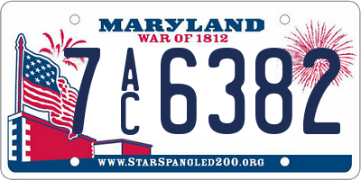 MD license plate 7AC6382