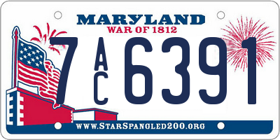 MD license plate 7AC6391