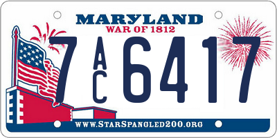 MD license plate 7AC6417