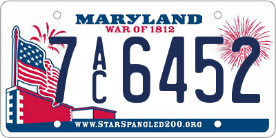 MD license plate 7AC6452