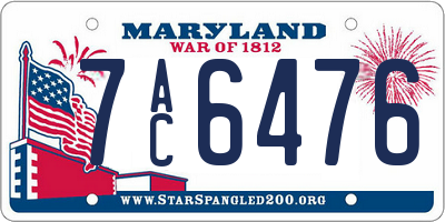 MD license plate 7AC6476