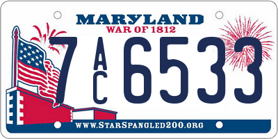 MD license plate 7AC6533