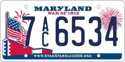 MD license plate 7AC6534