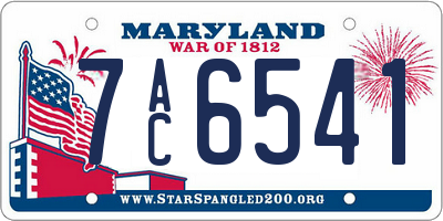 MD license plate 7AC6541