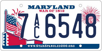 MD license plate 7AC6548
