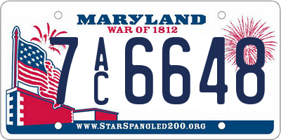 MD license plate 7AC6648