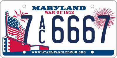 MD license plate 7AC6667