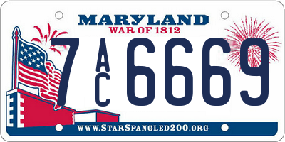MD license plate 7AC6669