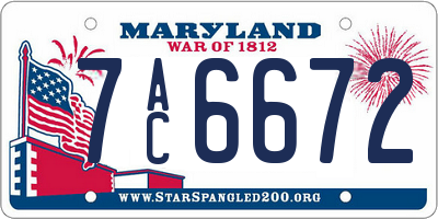 MD license plate 7AC6672
