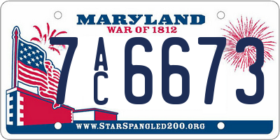 MD license plate 7AC6673