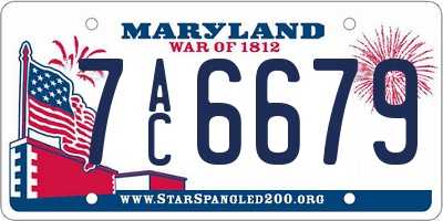 MD license plate 7AC6679