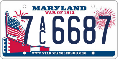 MD license plate 7AC6687