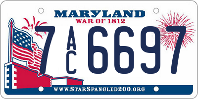 MD license plate 7AC6697