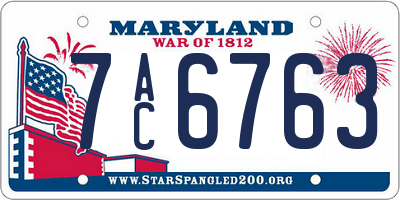 MD license plate 7AC6763