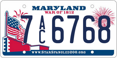 MD license plate 7AC6768