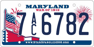 MD license plate 7AC6782