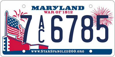 MD license plate 7AC6785