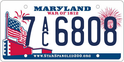 MD license plate 7AC6808