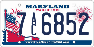MD license plate 7AC6852