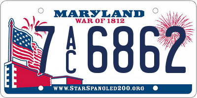 MD license plate 7AC6862