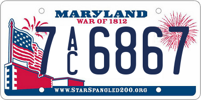 MD license plate 7AC6867
