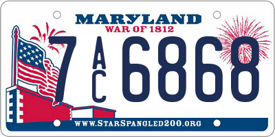 MD license plate 7AC6868
