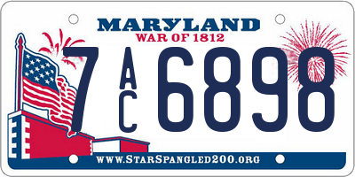 MD license plate 7AC6898
