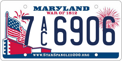 MD license plate 7AC6906