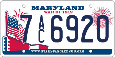 MD license plate 7AC6920