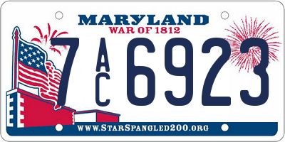 MD license plate 7AC6923