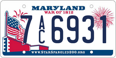 MD license plate 7AC6931