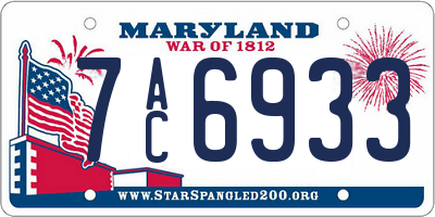 MD license plate 7AC6933