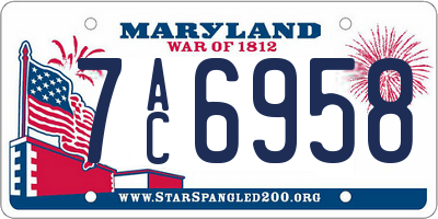 MD license plate 7AC6958