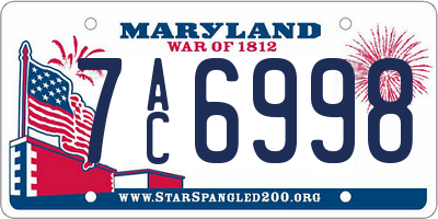 MD license plate 7AC6998
