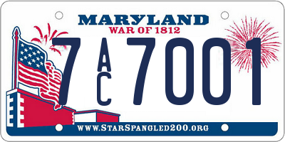 MD license plate 7AC7001