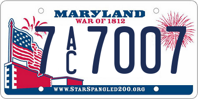 MD license plate 7AC7007