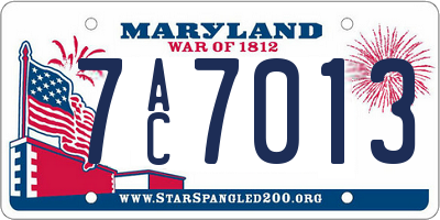 MD license plate 7AC7013