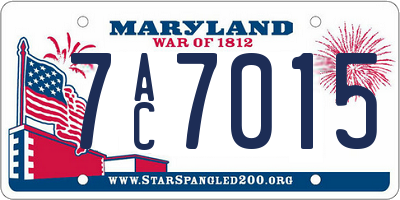 MD license plate 7AC7015