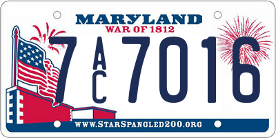 MD license plate 7AC7016