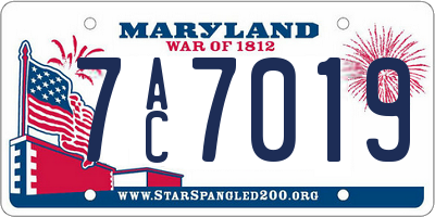 MD license plate 7AC7019