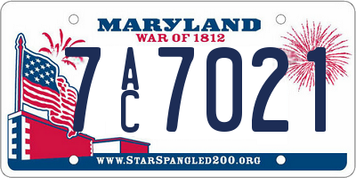 MD license plate 7AC7021