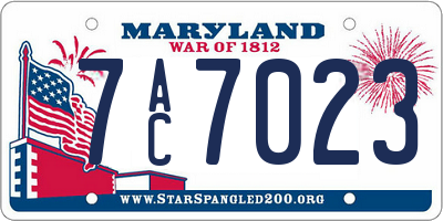 MD license plate 7AC7023