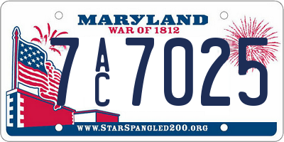 MD license plate 7AC7025