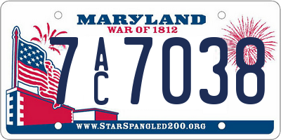 MD license plate 7AC7038