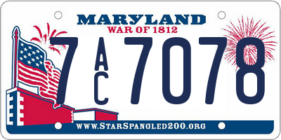 MD license plate 7AC7078