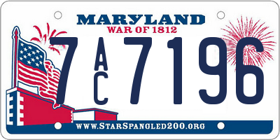 MD license plate 7AC7196