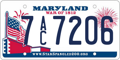 MD license plate 7AC7206