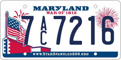 MD license plate 7AC7216