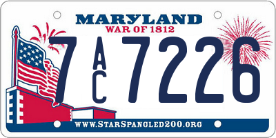 MD license plate 7AC7226